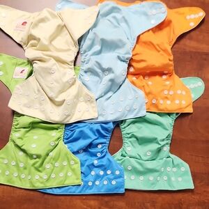 Vibrant Diaper Cover Set in Orange, Blue, Green, and Cream
